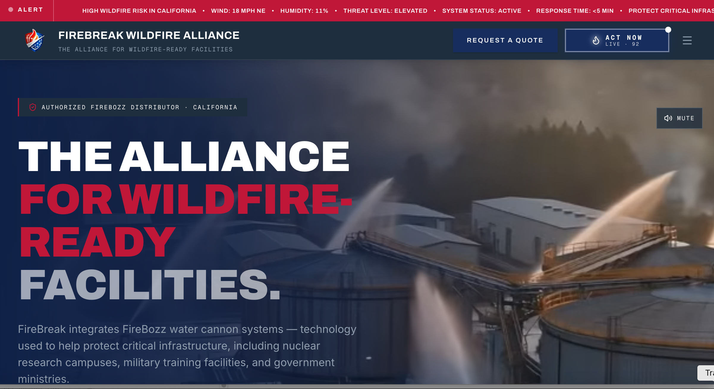 Firebreak Wildfire Alliance — redesigned website, view 1 of 5